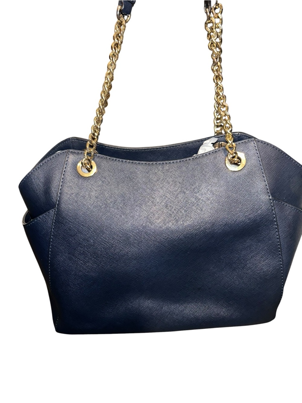 Michael Kors Navy Saffiano Leather Chain Shoulder Bag with Gold-Tone Hardware - Picture 3 of 5